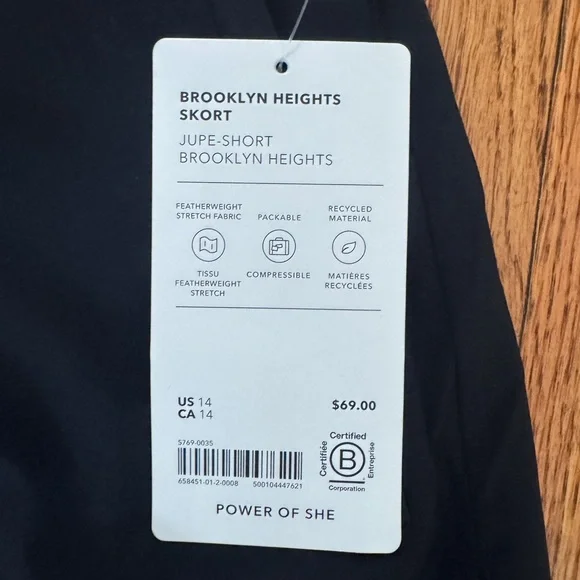 NWT-Athleta Black Skort - Picture 3 of 5